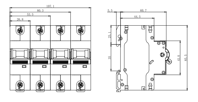 ETEK Alta Corrente 10kA MCB EKM3-125H