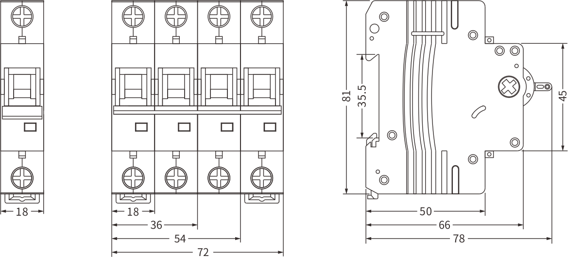 Tamanho ETEK MCB EKM1-63H